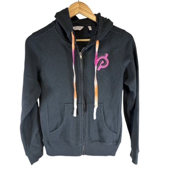 Peloton Tops - PELOTON ultimate fleece full zip hoodie black charcoal logo tie dye Sz Small